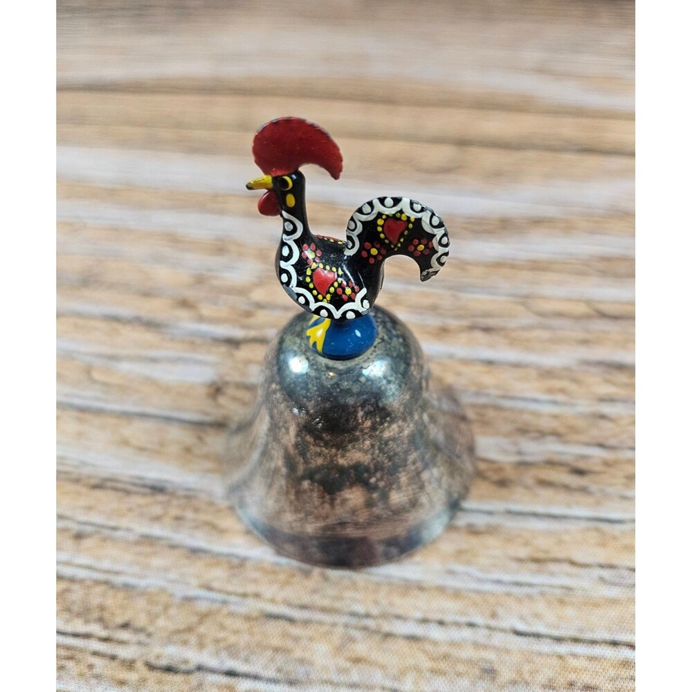 Traditional Portuguese Rooster Galo De Barcelos Ringing Bell Hand Painted VTG - Picture 2 of 6